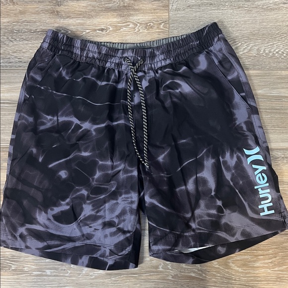 Hurley Black and Blue Patterned Shorts - Picture 1 of 4